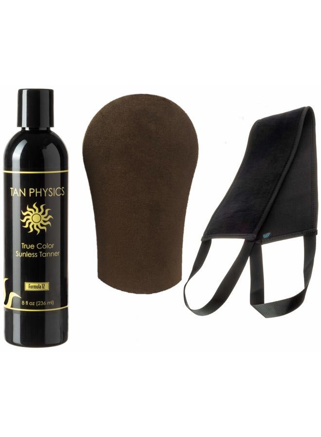 Tan Physics True Color Tanner 8 oz w/Tanning Mitt and Back Applicator by Sans-Sun - Image 1